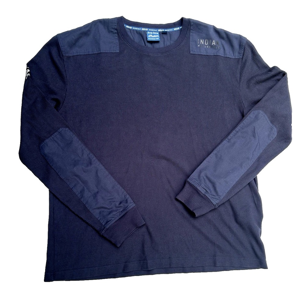 Indian Motorcycle Waffle Knit Logo Pullover Biker Navy Size 2X